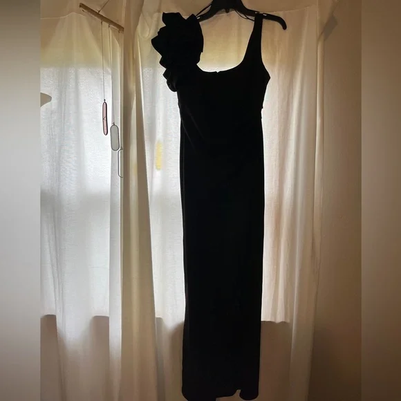 Sam And Jess Women's Floral Applique Sleeveless Evening Gown - BLACK 10 - Picture 5 of 7